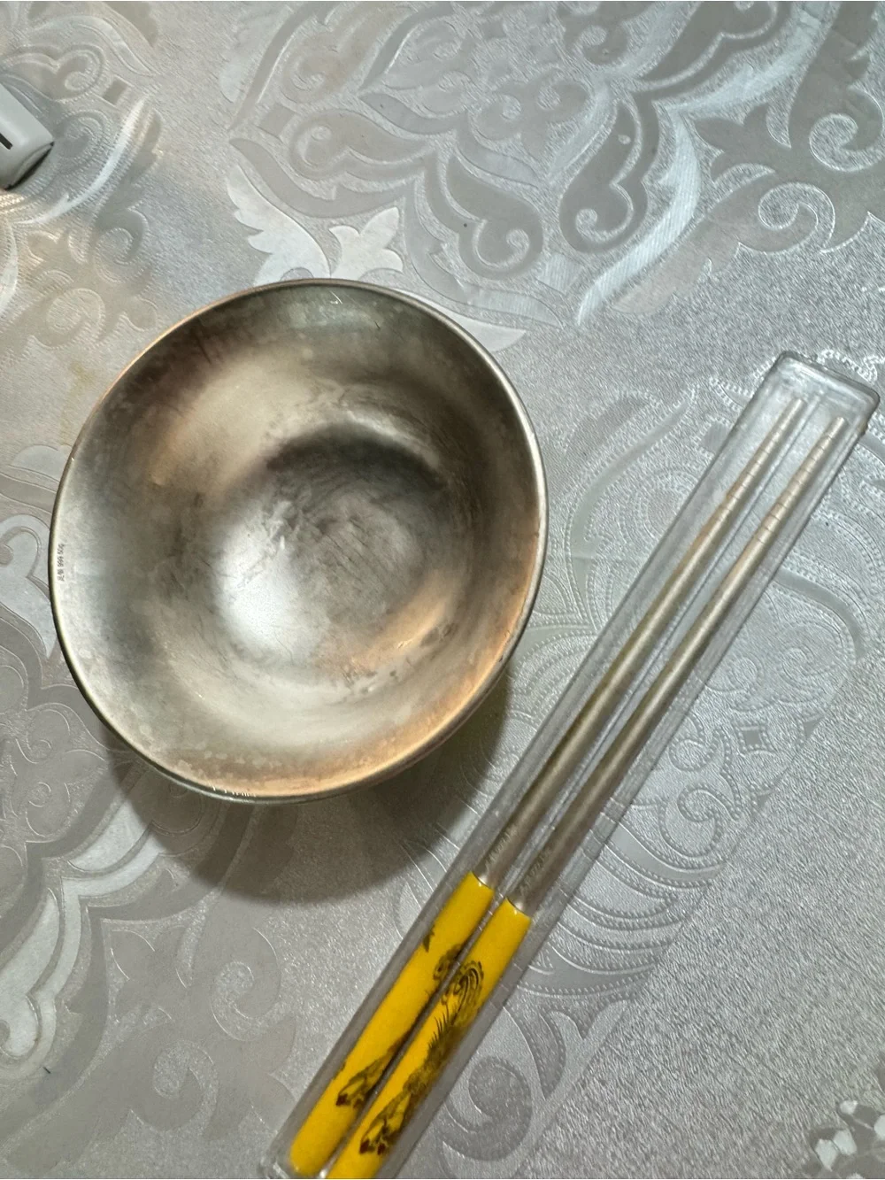 999 Fine Silver & Porcelain Bowl + Chopsticks Set – 80g Pure Silver